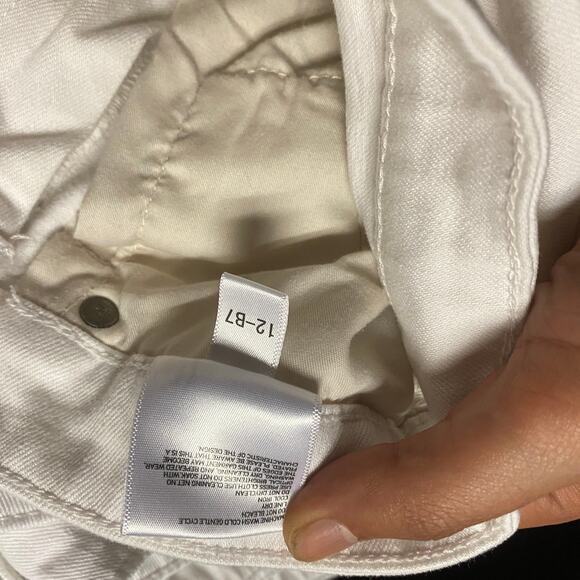 UniQlo White Wash Denim Wide Leg High Rise Raw Hem Cut-Off Jeans Women's Size 24 - Picture 11 of 11